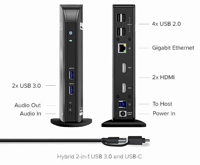 Plugable USB-C & USB 3.0 Dual HDMI USB Docking Station (UD-3900C)