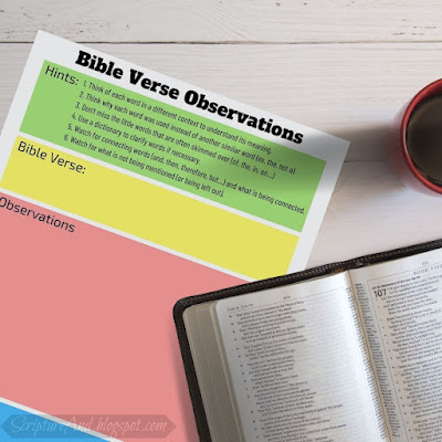 Bible Verse Observations Printable | scriptureand.blogspot.com