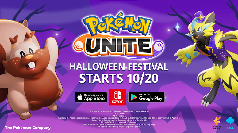 Pokémon Unite - Novo Evento de Halloween 2021 e Greedent Chega ao Jogo