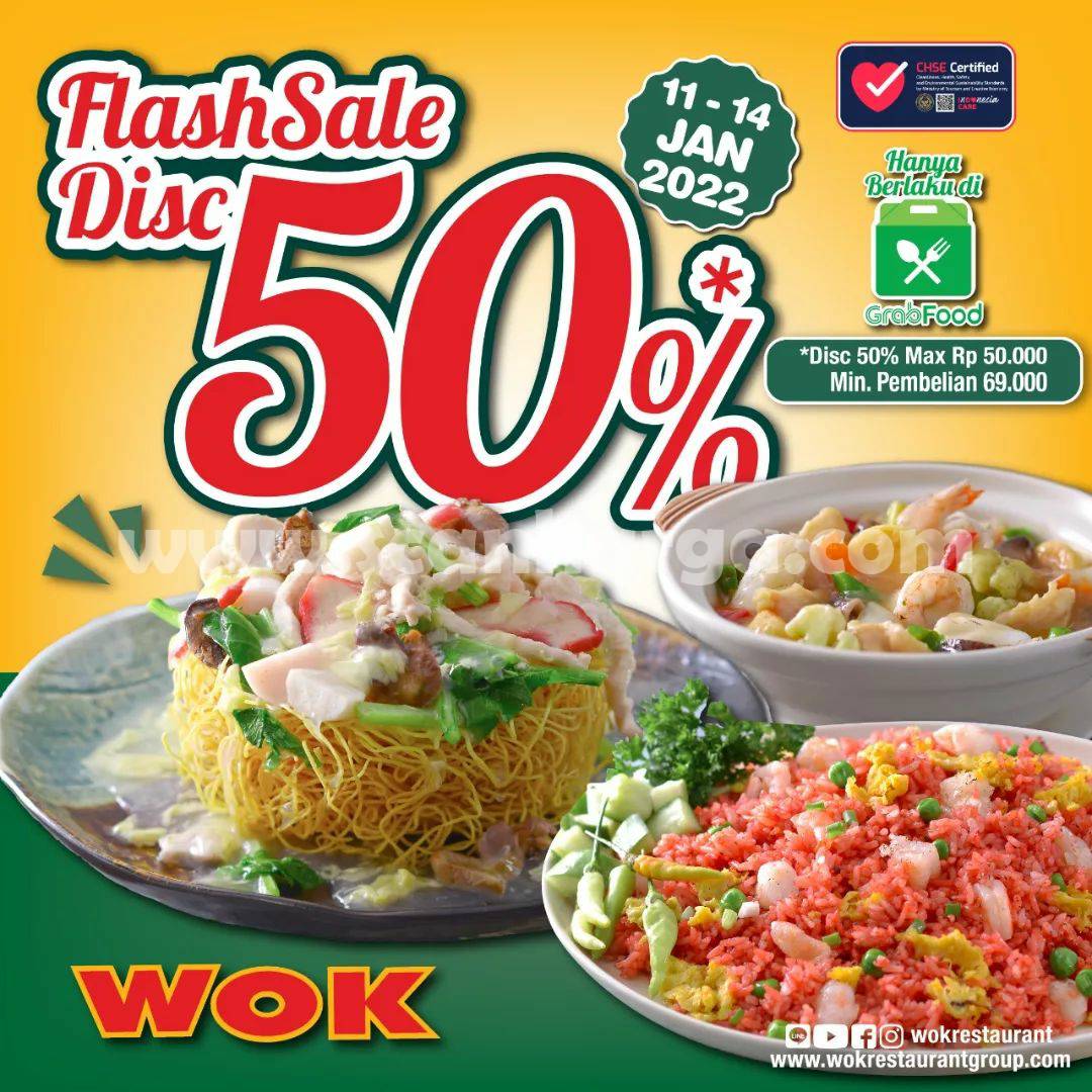 Promo WOK Flash Sale GRABFOOD - DISKON 50% ALL MENU