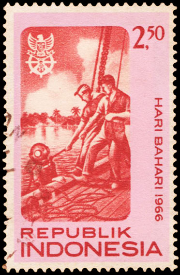Indonesian Postage Stamp I-94 Maritime Day 2.5 rupiah 1966