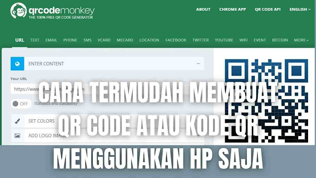 Cara Termudah Membuat QR Code atau Kode QR Menggunakan HP Saja Di dalam membuat kode QR menggunakan hp, ada beberapa langkah yang bisa diikuti diantaranya adalah :  Buka Google Chrome Cari dan buka halaman website qrcode-monkey.com Setelah itu paste URL di kolom Your URL (Sebagai contoh URL atau Link channel YouTube) Selanjutnya pilih Create QR Code Lalu pilih Download PNG Selesai  NB : Cara ini sebenarnya bisa juga dilakukan menggunakan laptop dan komputer.    Nah itu dia bagaimana cara membuat QR code atau kode QR menggunakan hp, melalui bahasan di atas bisa diketahui mengnai langkah-langkah di dalam membuat QR code di hp dan laptop. Mungkin hanya itu yang bisa disampaikan di dalam artikel ini, mohon maaf bila terjadi kesalahan di dalam penulisan, dan terimakasih telah membaca artikel ini."God Bless and Protect Us"