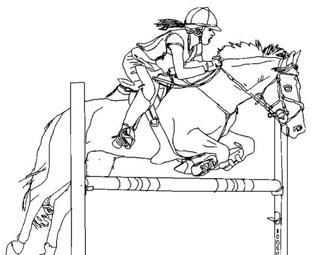 Horse show jumping coloring page