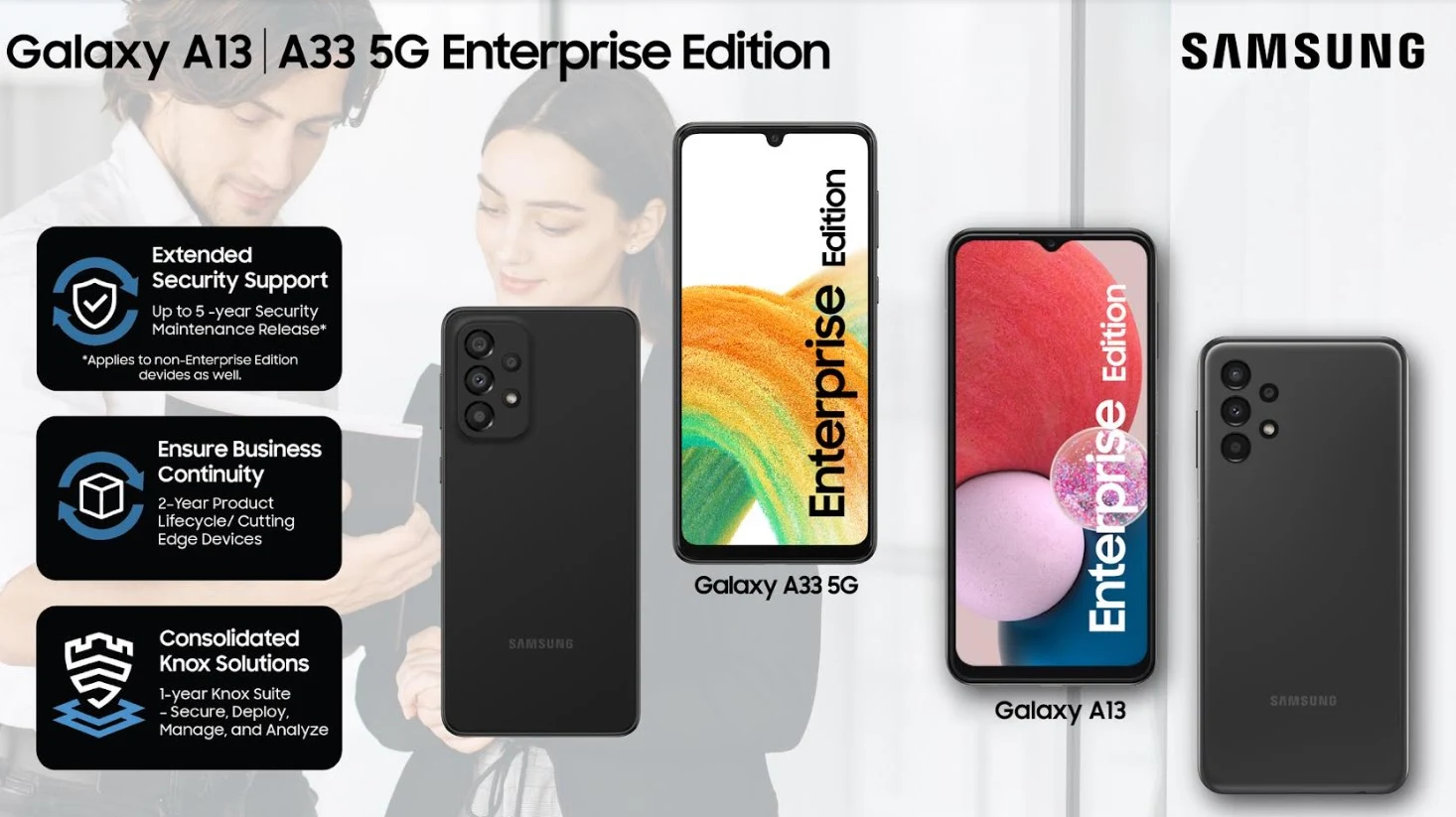 Samsung Galaxy A13 dan A33 5G Enterprise Edition Dilengkapi Knox Suite untuk Jaga Keamanan Data Perusahaan