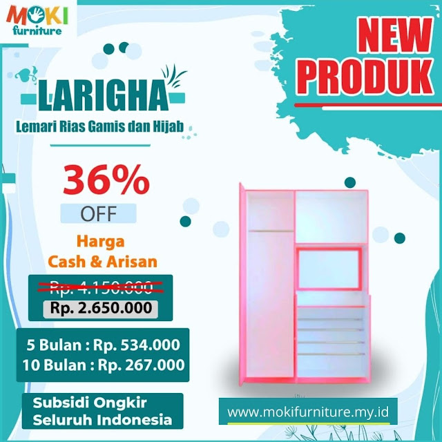 harga lemari rias gamis dan hijab moki furniture