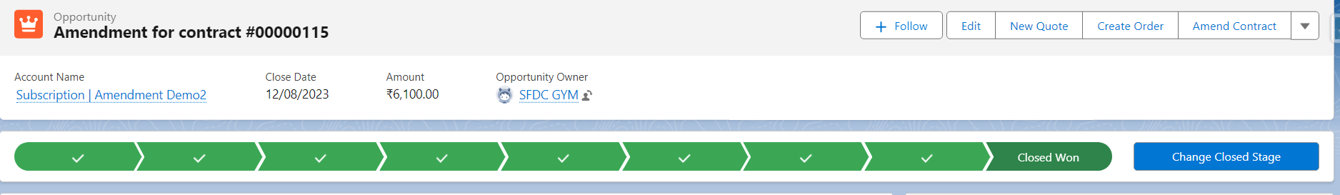 Salesforce CPQ Tutorial - Closed Won Amendment Opportunity