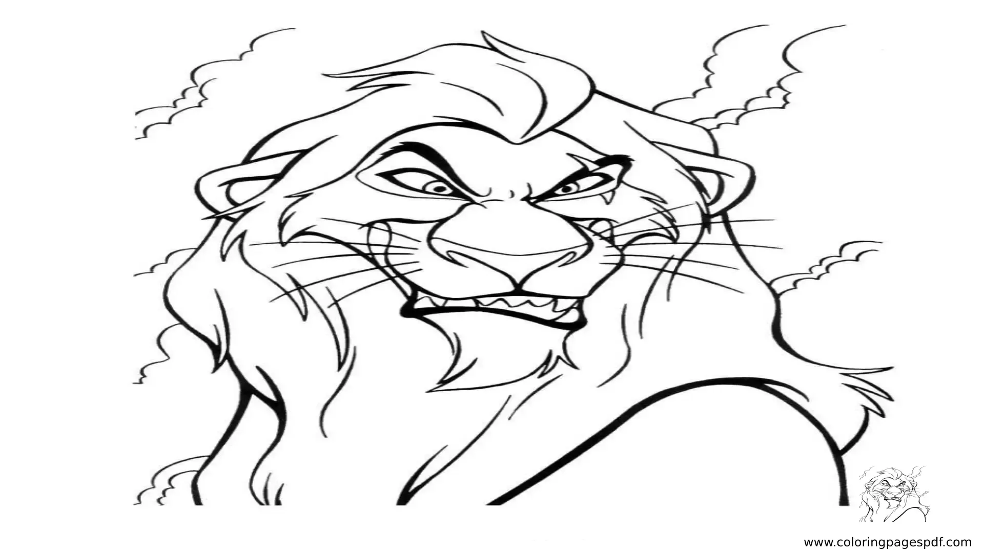 Coloring Pages Of An Evil Lion With A Scar
