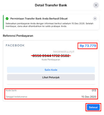 Pembayaran Facebook Ads