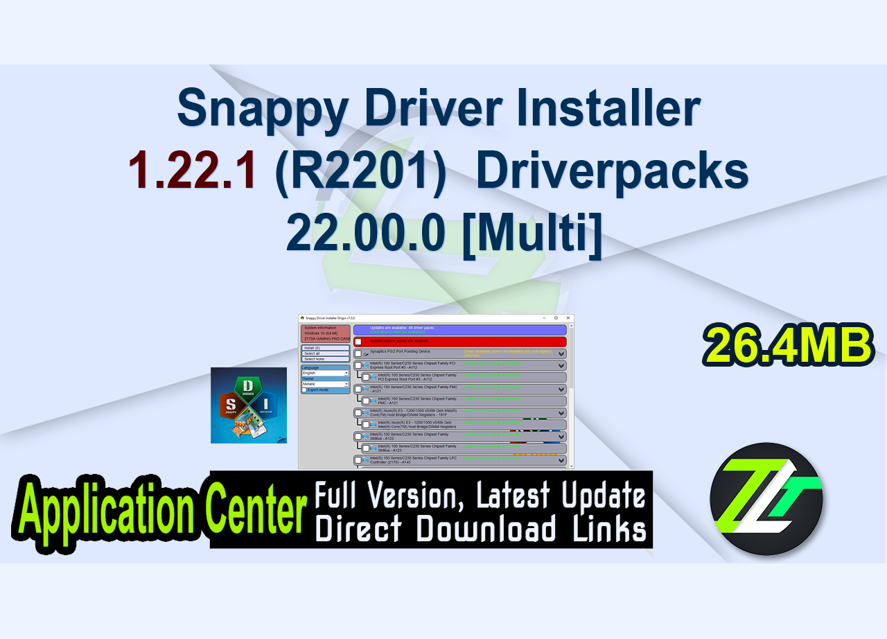 Snappy Driver Installer 1.22.1 (R2201) Driverpacks 22.00.0 [Multi]