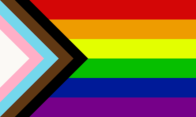 Progress Pride Flag, die Regenbogenflagge mit den Farben für die trans und BIPoC Community