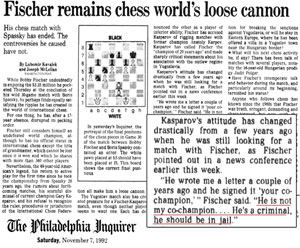 Bobby Fischer's Adamant Dislike for Garry Kasparov