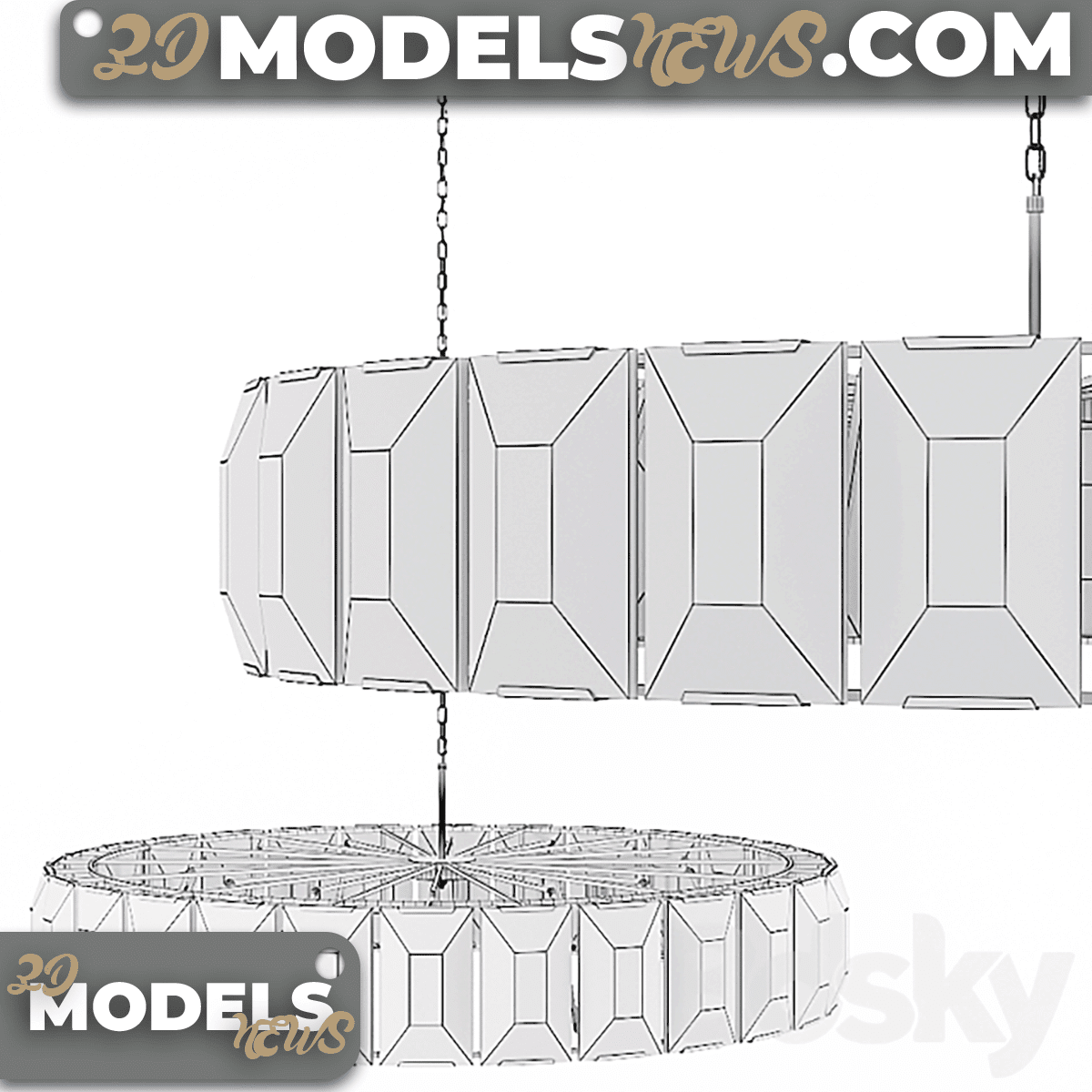 Harlow Crystal Chandelier Nickel Pendant light Model 2