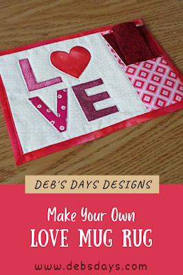 Valentine's Day mug rug pattern with cloth napkin