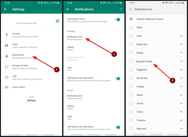 cara ubah nada notifikasi whatsapp dengan suara google buatan