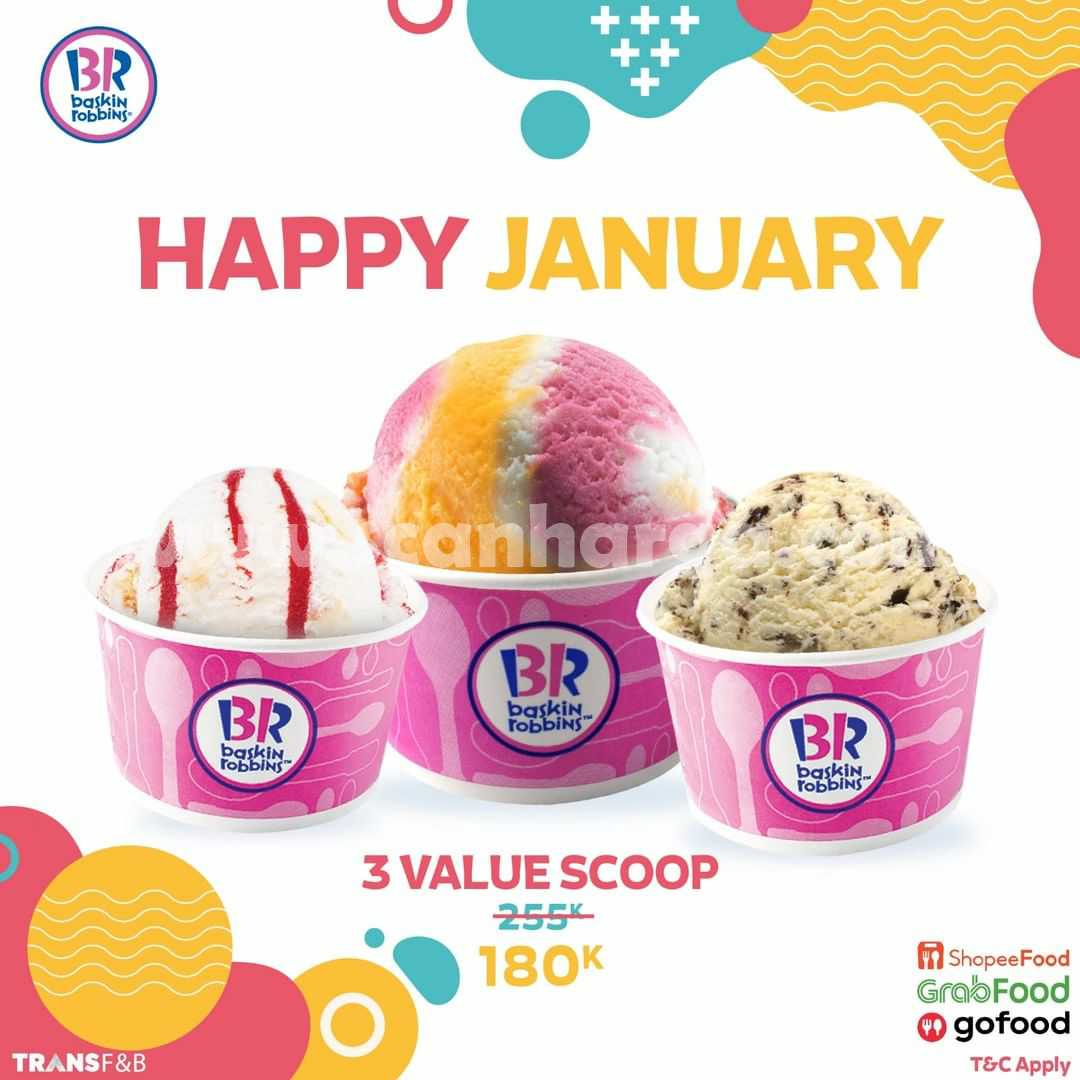 Baskin Robbins Promo Spesial Tahun Baru - Beli 3 Value Scoop hanya 180rb