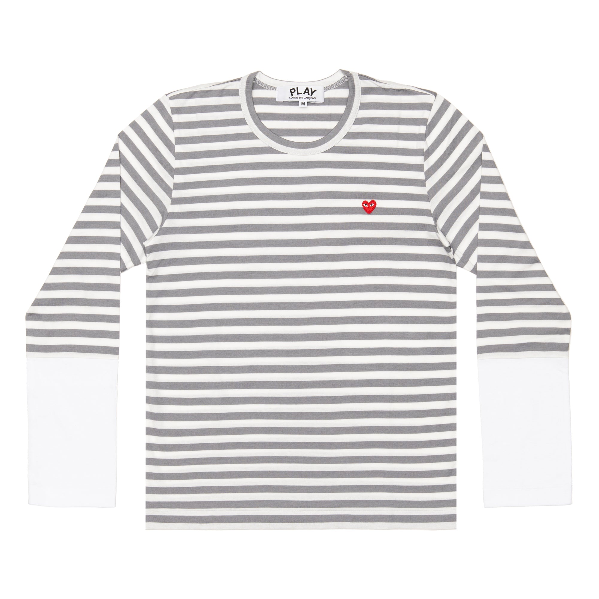 PLAY COMME des GARÇONS Small Red Heart Striped L/S T-Shirt (Gray X White) Ladies: ¥10,010 Men's: ¥10,780