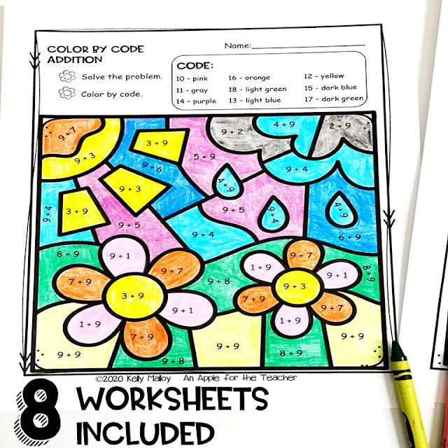 An Apple For The Teacher: 8 Spring Color By Number Worksheets