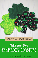 Green shamrock St. Patrick's Day drink coaster set