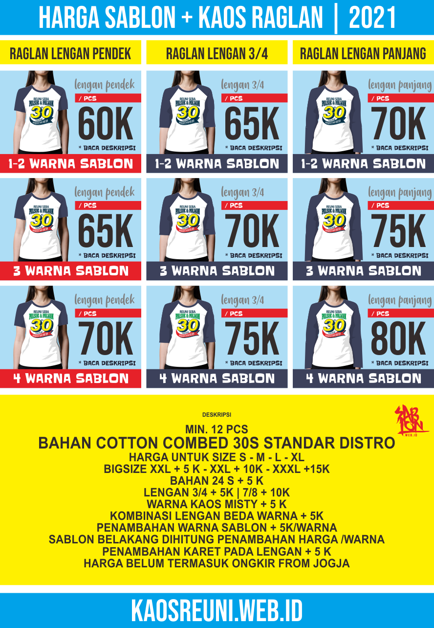 Harga Sablon Kaos Reuni SD SMP SMA Alumni Kelas Sekolah - KaosReuni.web.id