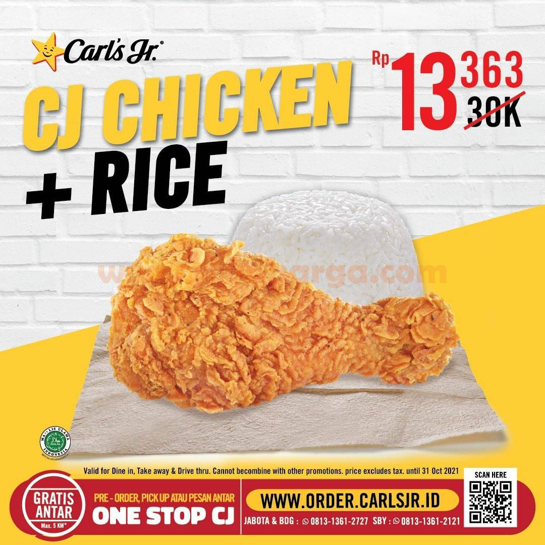 CARLS Jr Promo Harga Spesial CJ Chicken + Nasi hanya 13 Ribuan Aja