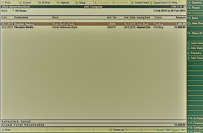 What is Post-dated Received Report in tally