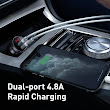 Tẩu sạc đa năng dùng cho xe ô tô Baseus Digital Display (24W, Dual USB 4.8A , Car Fast Charger)