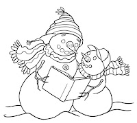 Big Snowman and and small snowman coloring page