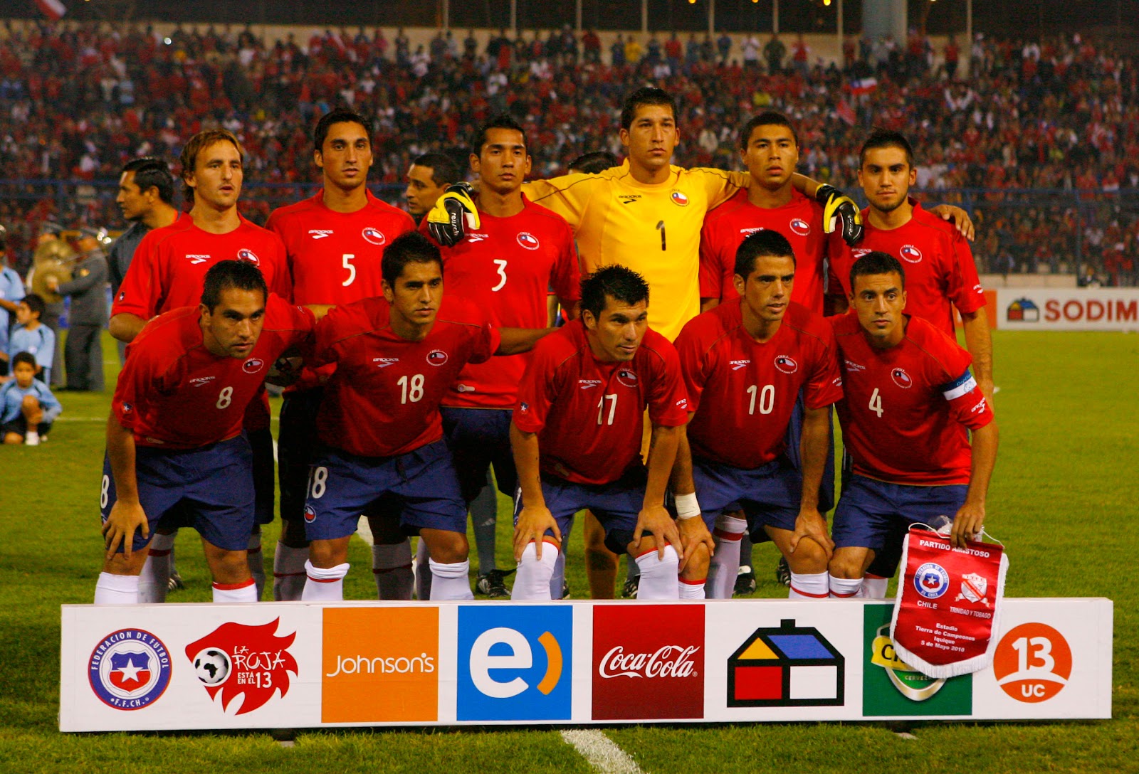 Formación de Chile ante Trinidad y Tobago, amistoso disputado el 5 de mayo de 2010