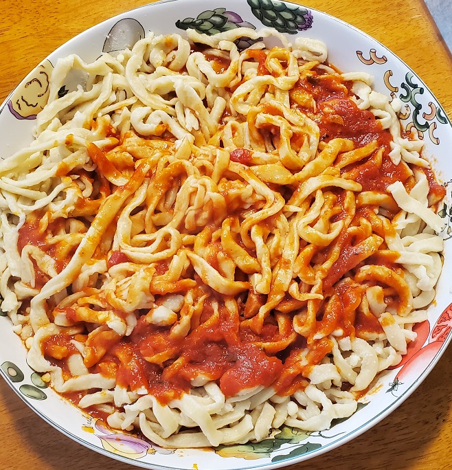 homemade egg noodles in sauce