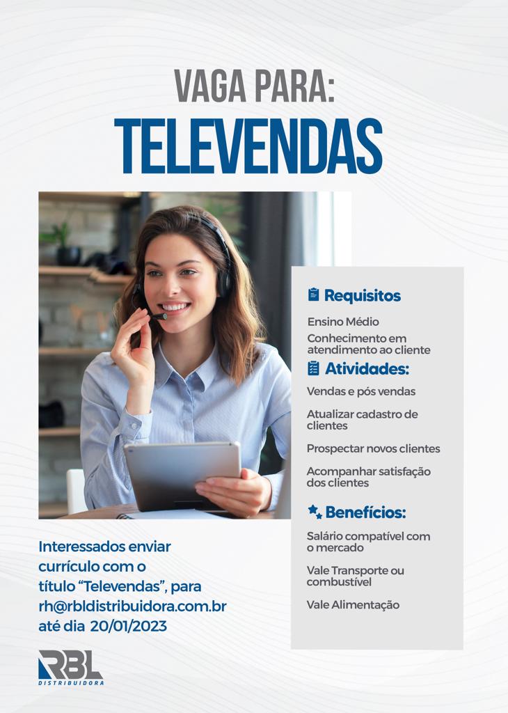 VAGA PARA TELEVENDAS