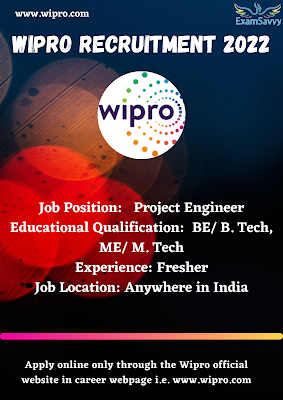 Wipro is now hiring members for Project Engineer