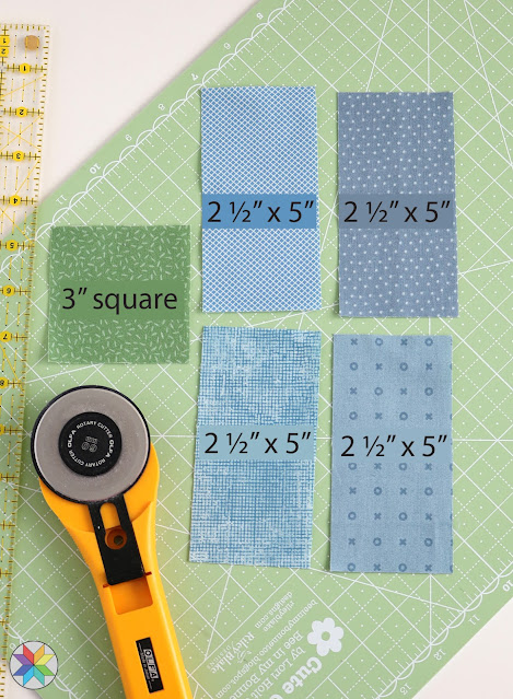 Wrap Around quilt block tutorial by Andy Knowlton of A Bright Corner - uses charm squares or fabric scraps