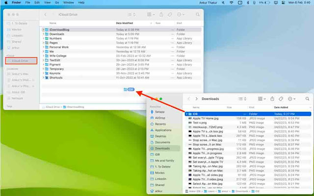 اسحب الملفات إلى قسم iCloud Drive على نظام Mac