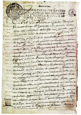 Momento fundacional:  Real Cédula que nombra Virrey a Pedro de Cevallos (Fuente: Archivo general de la Nación Argentina)