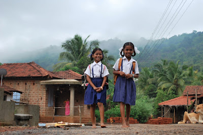 indian rural girls going to school