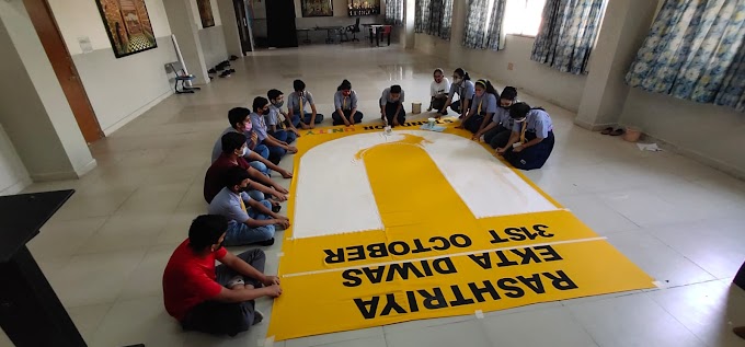 Students of Podar World Schools celebrated the National Unity Day by making a large-sized cut-out with a message of ‘U for Unity’