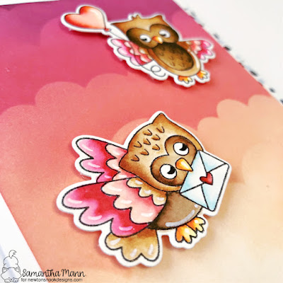 I've Got the Hoots for You Card by Samantha Mann for Newton's Nook Designs, Owl, Valentine's Day, Love Card, Distress Inks, Ink blending, Cards, Handmade Cards, #newtonsnook #newtonsnookdesigns #distressinks #inkblending #owl #valentines