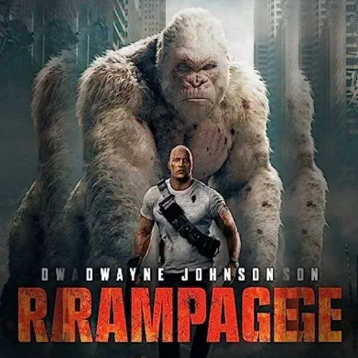 Dwayne Johnson Movie: RAMPAGE - A film about a rare albino gorilla that becomes exposed to a dangerous pathogen