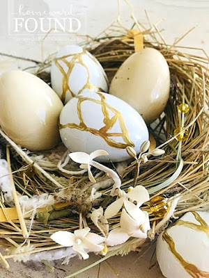 spring,Easter,painting,DIY,diy decorating,decorating,faux finish,tutorial,home decor,spring home decor,spring decorating,easter eggs,painted easter eggs,easter, passover,faux paint treatments,kintsugi,faux kintsugi,nests.