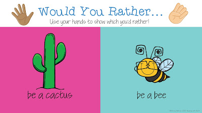 Would you rather slide questions with cactus and bee