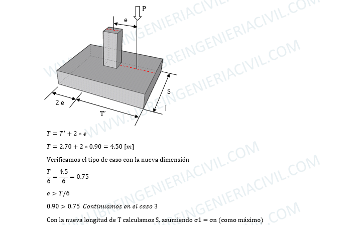 dimension de zapatas excentricas