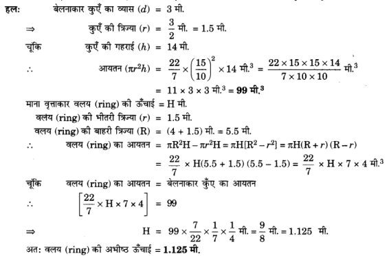 Solutions Class 10 गणित Chapter-13 (पृष्ठीय क्षेत्रफल एवं आयतन)