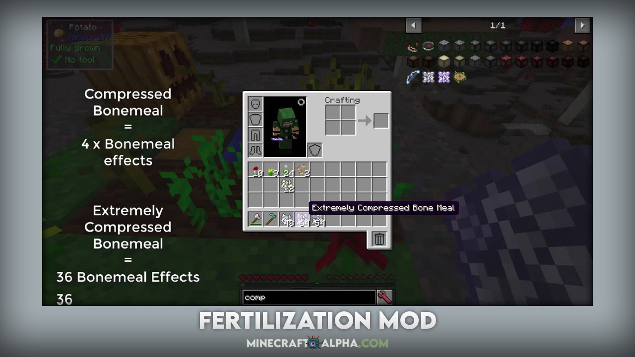 Minecraft Fertilization Mod 1.18.1 (Additional Variants of Bone Meal)