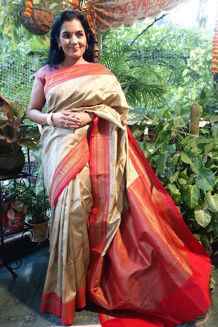 Gold and red. Banarasi silk saree