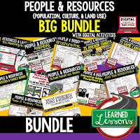 World Geography People and Resources Bundle, Anchor Charts, Games, Guided Notes, Digital Choice Boards, Google Classroom, Word Walls