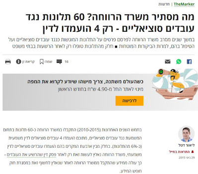 מה מסתיר משרד הרווחה? 60 תלונות נגד עובדים סוציאליים - רק 4 הועמדו לדין, ליאור דטל , 29.06.2015  , הארץ