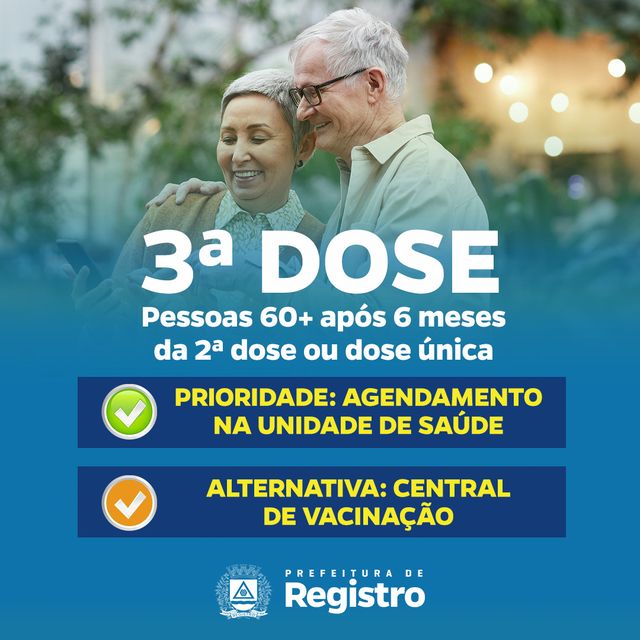 Calendário da 3 dose de vacina contra Covid-19 em Registro-SP