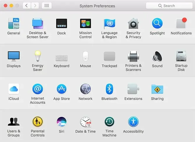 وادي التكنولوجيا | بالعربية: شكل نافذة System Preferences في نظام التشغيل macOS