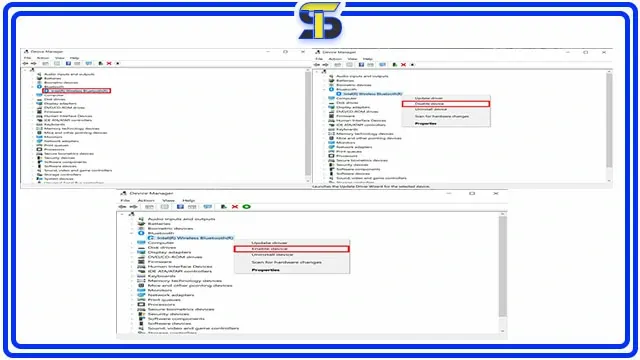 3.تشغيل البلوتوث على الكمبيوتر من خلال إعادة التمكين