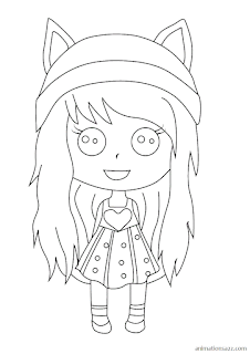 Kawaii coloring page- cute girl